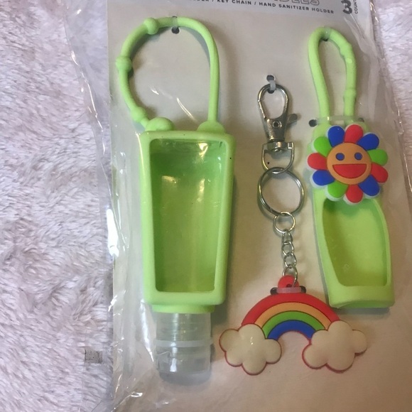 ✨✨5/$10✨✨ Rainbow Flower Lip Balm Holder Keychain Hand Sanitizer 3 Pieces Set - Picture 3 of 9